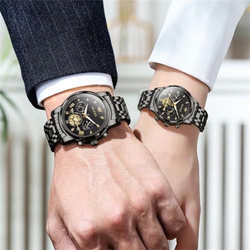 OLEVS Couple Watch Valentines Couple Matching Watches His and Her Couple Set Wrist Watch Men and Women Lovers Wedding Romantic Gifts Set of 2