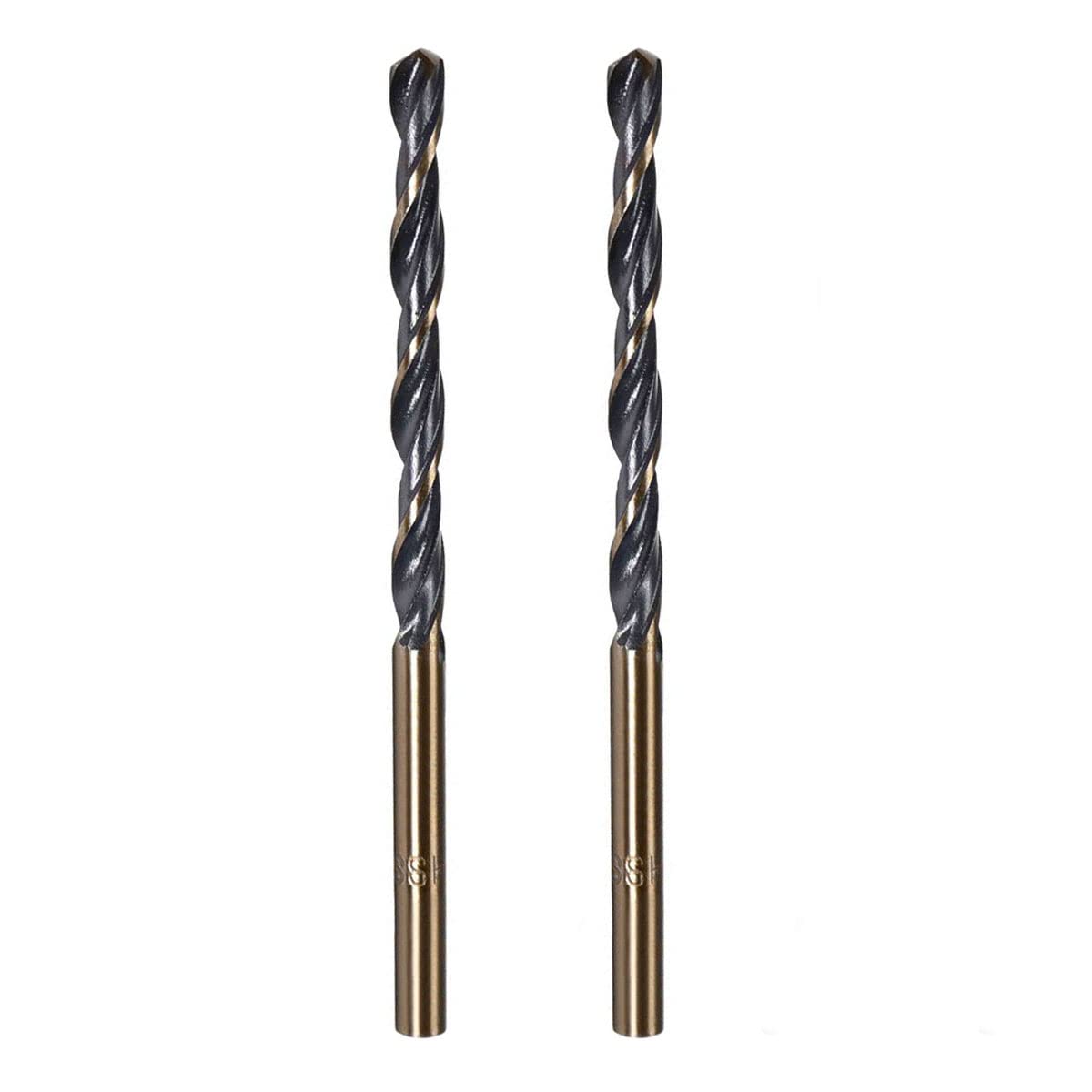 FOCMKEAS 2 PCS 6.5mm Twist Drill Bit High Speed Steel 4341 Straight Shank Gold and Black Coated Drilling Bits for Home Improvment DIY, Metal/Wood/