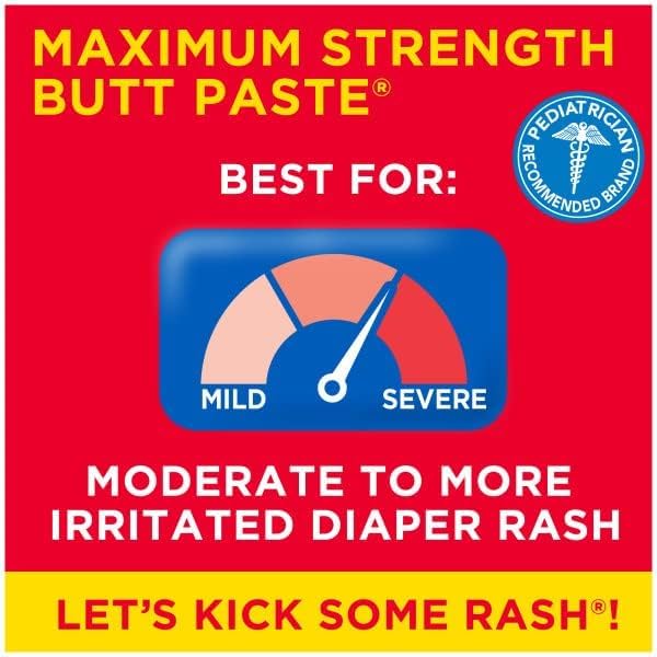 Boudreaux's Butt Paste Maximum Strength Diaper Rash Cream, Ointment for Baby, 2 oz Tube, 3 Pack