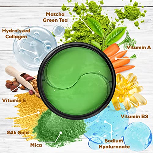Vital Affair Under Eye Masks For Dark Circles And Puffiness-Eye Patches For Puffy Eyes-Green Tea Under Eye Patches For Wrinkles-Eye Patch-Under Eye Bag Treatment For Women-Hydrating Eye Patches With Collagen-Retinol- Niacinamide #TOP1
