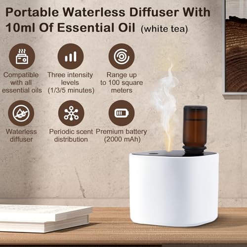 Diffuseur d'huiles essentielles sans eau mini et sans fil pour maison
