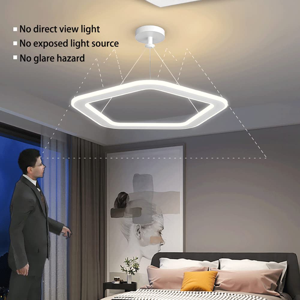 Lampada a Sospensione pentagonale Creativa in Metallo con Paralume in Acrilico con Apertura, Moderna Lampada a LED per Creare Atmosfera in Camera da Letto, lampade a Sospensione ad