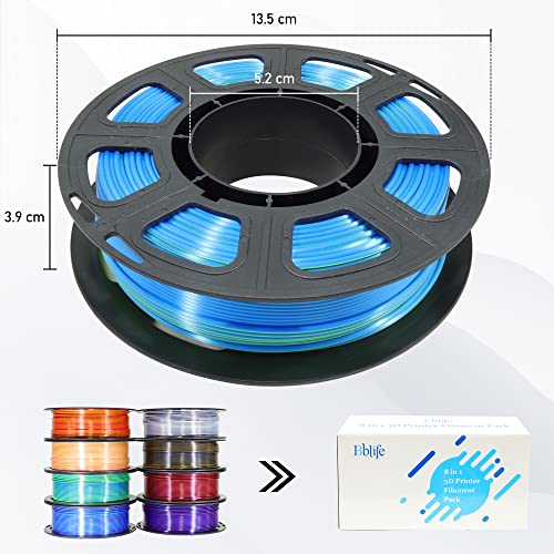 Image of BBLIFE 8 Spools Dual Color Silk PLA 3D Printer Filament Bundle, Silk Purple Gold White Red /Black, Purple /Blue, Red /Gold, Green /Blue, Yellow /Pink, 1.75mm Bicolor Silk PLA 250gX8