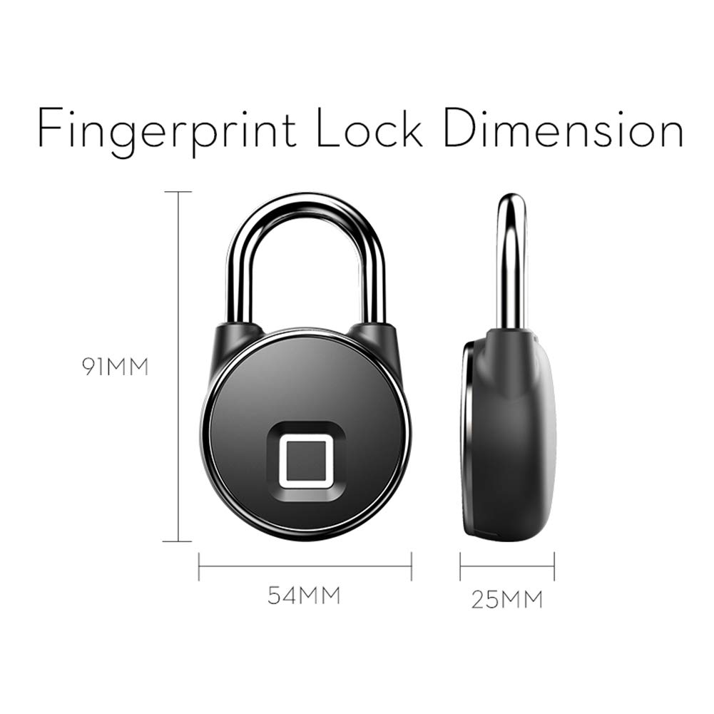 Buyter APP Bluetooth Rechargeable Smart Touch Étanche Reconnaissance d'empreintes digitales Cadenas sans clé de sécurité (Empreinte Digitale +APP)