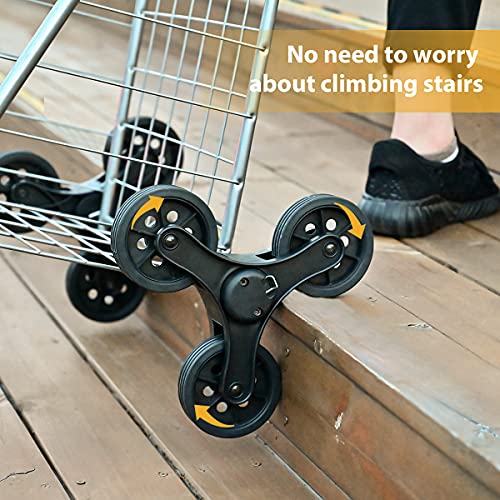 Supenice SN7518 Grocery Shopping Cart With Wheels Deluxe Stair Climber Utility Cart Easily Collapsible Cart With Tri-Wheels, 66 Lbs Capacity, Extended Foam Cover, Trolley For Shopping, Stair, Laundry thumb #1