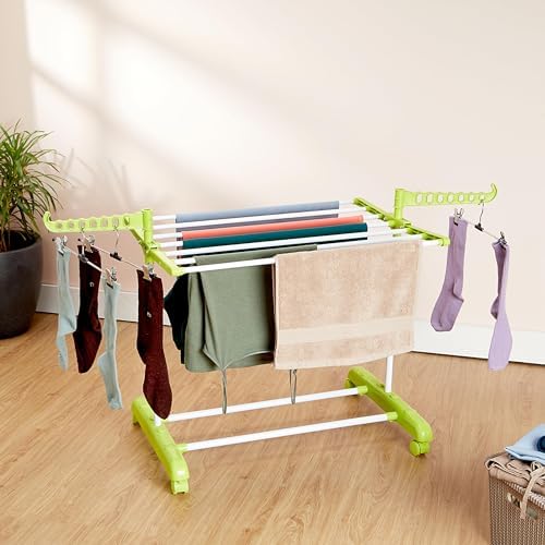Amazon Brand - Solimo Premium Steel Double Support Cloth Drying Rack ...