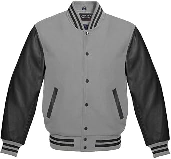 Kicky Varsity Jacket Leather Sleeve and Wool Blend Letterman Boys College Varsity Jackets