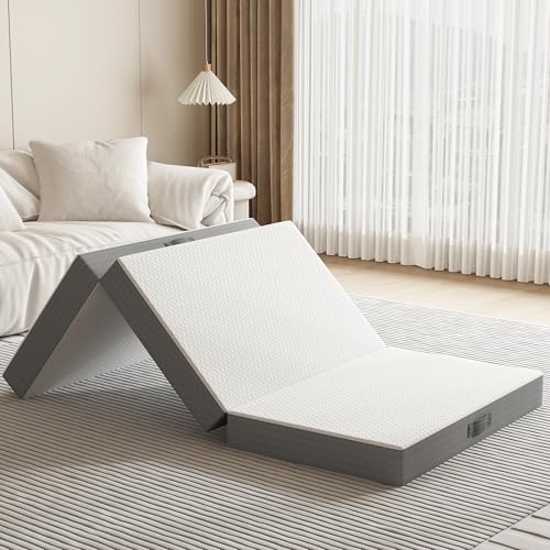 PurrJoys Folding Mattress Single 10CM, Trifold Guest Mattress with Washable Cover, Foldable Floor...