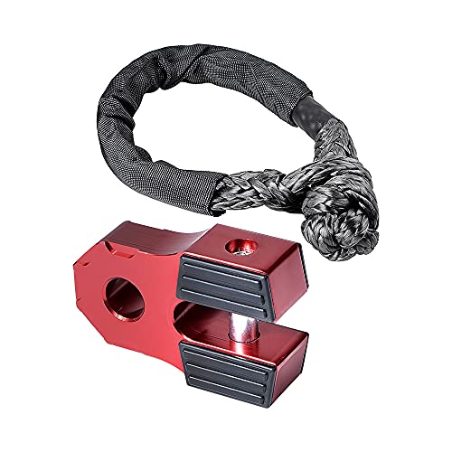 Astra Depot Winch Accessory Red Winch Shackle Mount Flat Towing Hook with Iron Pin & Rubber Guard-30,000 lbs & 1/2