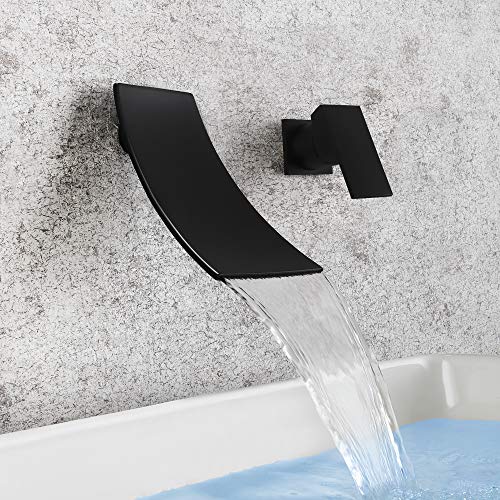 SKOWLL Matte Black Wall Mount Bathroom Faucet, Single Handle Bathroom Sink Faucet - Image 4