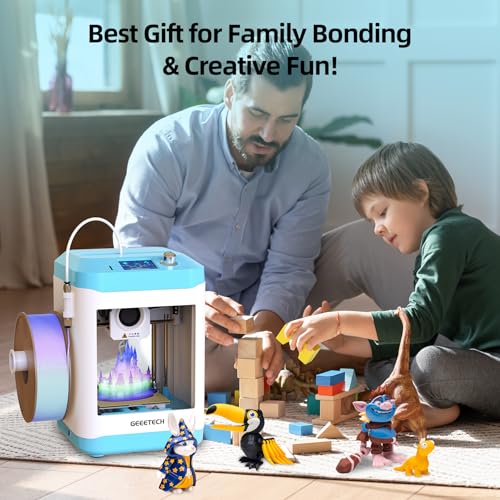 Image of Geeetech 3D Printer for Kids & Beginners, High-Speed Mini 3D Printer, Auto-Leveling, Fully Open Source Pre-Assembled STEM Learning Tool, 3.94x4.33x3.94in Print Size for Home /School