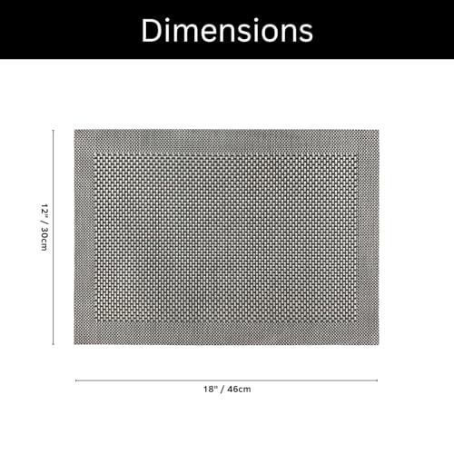 Image of Amazon Brand - Umi PVC Vinyl Box Design Placemat ST0000434 - Heat Resistant, Wipe Clean, Anti-Skid Table Mats for Dining Table, KitchenHome Decor (30x45 CM Black Set of 4)