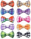 PET SHOW 10 Pack Plaid Big Dog Bow Ties for Large Medium Dogs Sliding Collar Attachments Classic Bowties Rainbow Bowknots Christmas Party Holiday Pet Grooming Accessories(Large)