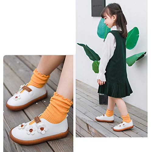 Girls’ Sweet Flowers Princess Dress Mary Jane Flats Cute Casual Shoes White Size 9.5M3