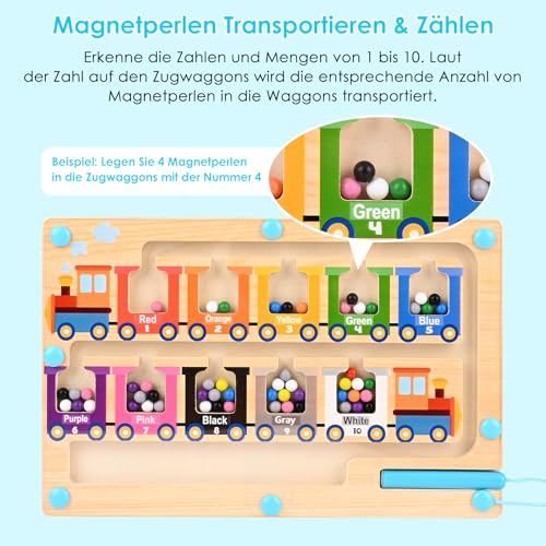 Gaethra Montessori Spielzeug, Magnetspiel Labyrinth ab 3 Jahre, Lernspielzeug, Motorikspielzeug, Klassifizierung der Farben, für Geburtstagsgeschenke und Kindertagsgeschenke für Jungen und Mädchen