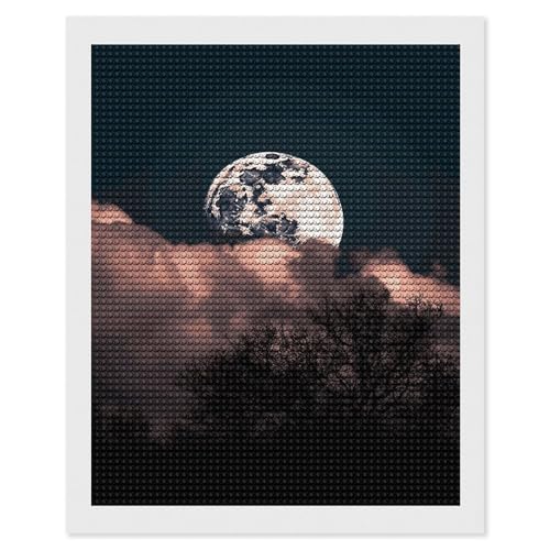 Broderie diamant pleine lune kit complet peinture diamant 5D adulte tableau strass 40x50 cm