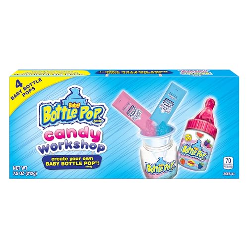 Baby Bottle Pop Candy Workshop - Candy Making Kit For Kids - 4 Count Lollipops w/Powdered Sugar Dip in Assorted Fruity Candy Flavors - Fun DIY Candy Kit For Party Favors - Lollipop Making Kit
