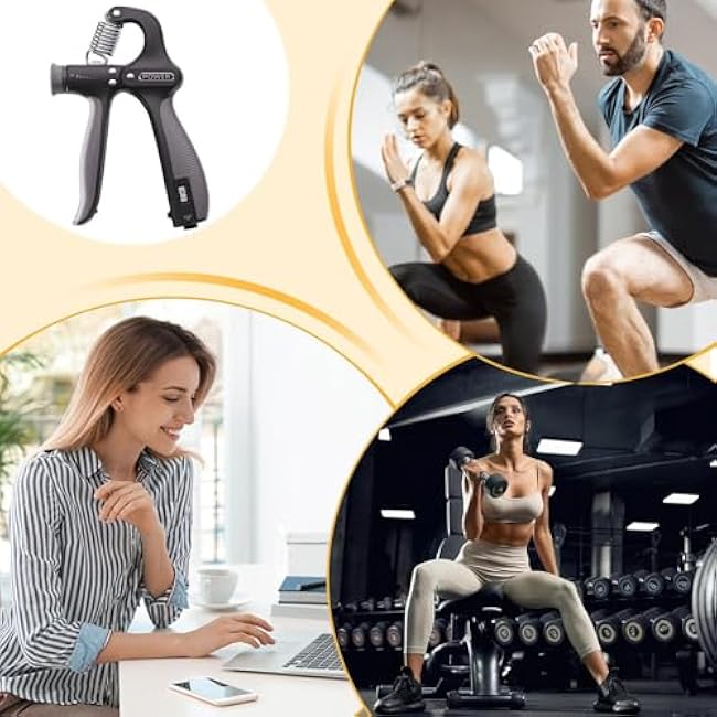 Grip Strength Trainer - Digital Forearm Exerciser for Strengths Building and Injury Recovery with Adjustable Resistance, Hand Gripper for Gym, Home, Travel, Abs Black, Portable 11 130 Lbs
