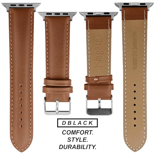 Image of DBLACK ''NAGATA2'' Compatible with Apple Watch Strap 42mm 44mm 45mm 46mm 49mm, Leather Watch Strap, Full Padded with Strong stitching, Matte Finish Watch Belt for iWatch Series 10 9 8 7 6 5 4 3 2 1 SE /SE2 and Ultra 2 /Ultra (Watch is Not Included)