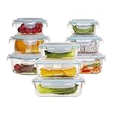 AILTEC 18 Piece Glass Food Storage Containers, Glass Lunch Containers with Airtight Locking Lids, Glass Meal Prep Containers BPA-Free, for Home Kitchen or Restaurant