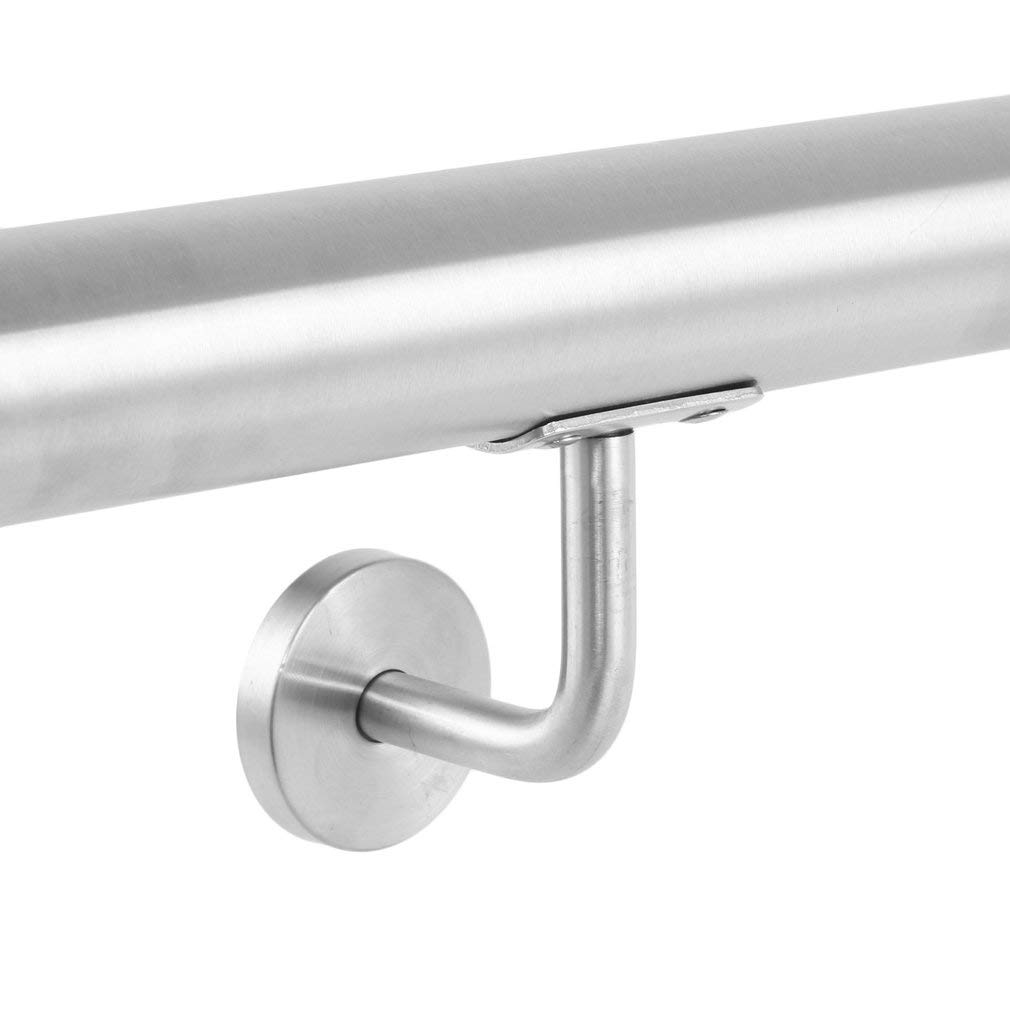 Edelstahl Handlauf V2A 42,4mm 240K geschliffen Wandhandlauf mit leicht gewölbter Endkappe 1000 mm