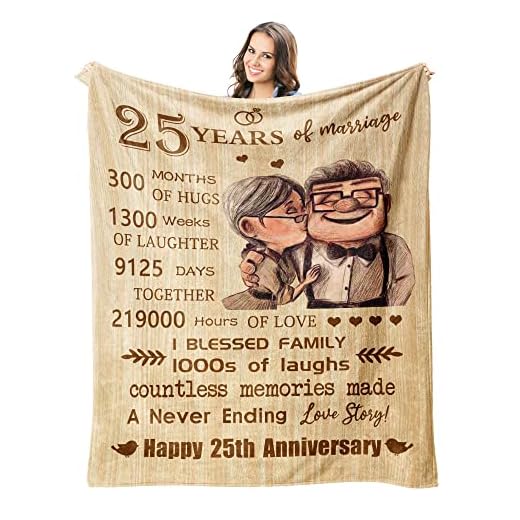 25th Anniversary Blanket Gifts 60"X 50" - Gift for 25th Wedding Anniversary - 25 Years of Marriage Gifts for Dad Mom Friends Grandparents - 25th Wedding Anniversary Blanket Gifts for Husband Wife