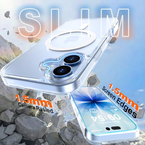 Image of MOCCA Magnetic for iPhone 17 Case, (Compatible with Magsafe) (16FT Military Grade Protection) Full Camera Protection Anti-Fingerprint Slim Shockproof Protective Phone Cover 6.3 inch, Clear