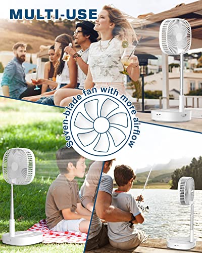 Image of Desk and Floor Fan, brocoon 12500 mAh Portable Folding Rechargeable Fan Adjustable Height 14.6 inch-40.2 inch, Automatic Oscillating Fan for Office Home Outdoor Camping Travel