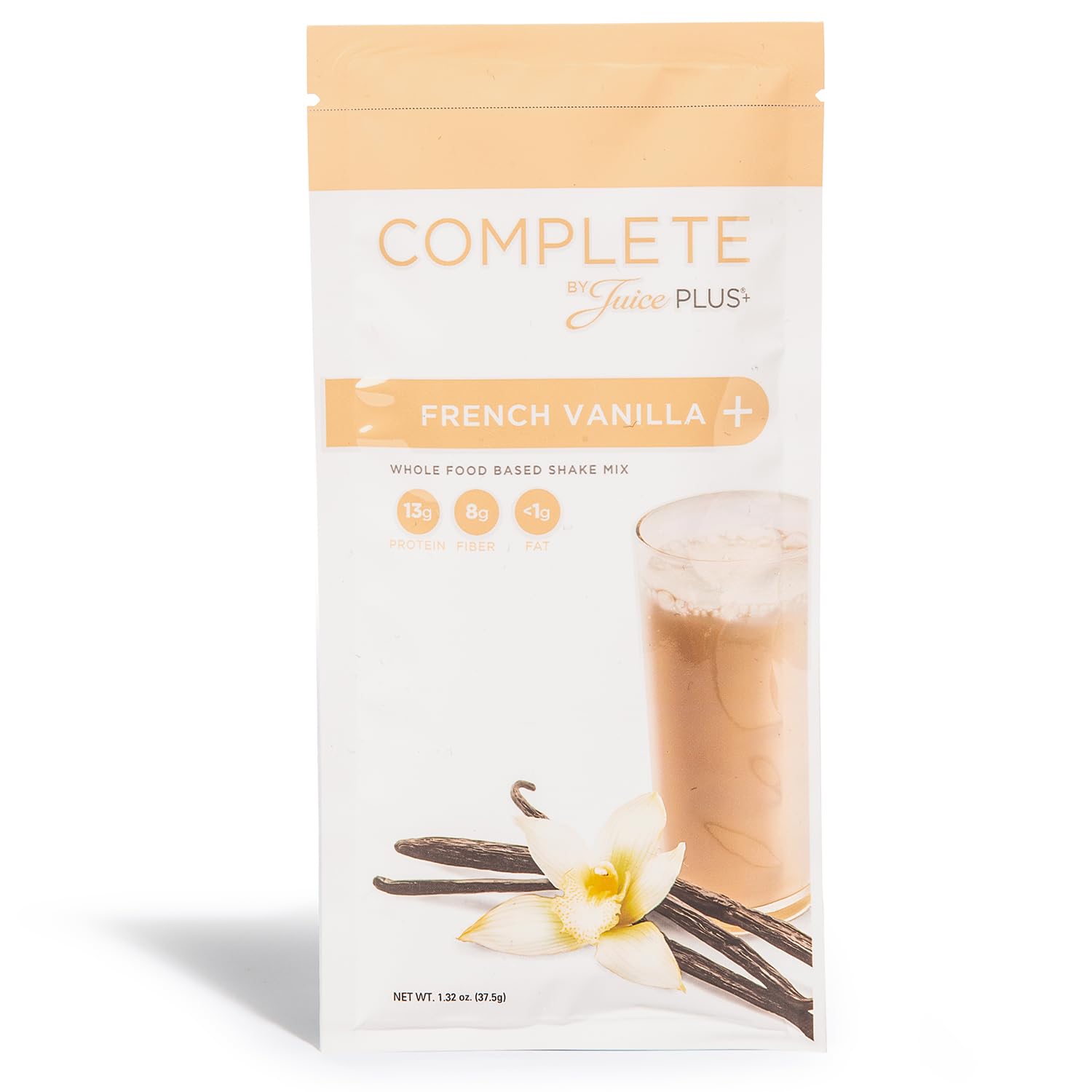Complete by JuicePlus+ Single Serve French Vanilla Shakes - Plant-Based Nutrition - Vegan, Gluten-Free, Non-GMO, Kosher, Whole Food Based Shake Powder with Protein, Fiber & Prebiotics - 15 Servings