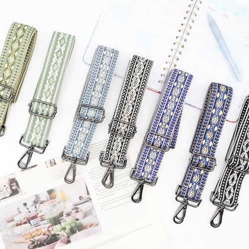 Image of LEMEDE Purse Strap Adjustable Replacement Crossbody Bag Straps Retro Jacquard Embroidery Shoulder Straps for Shoulder Bag