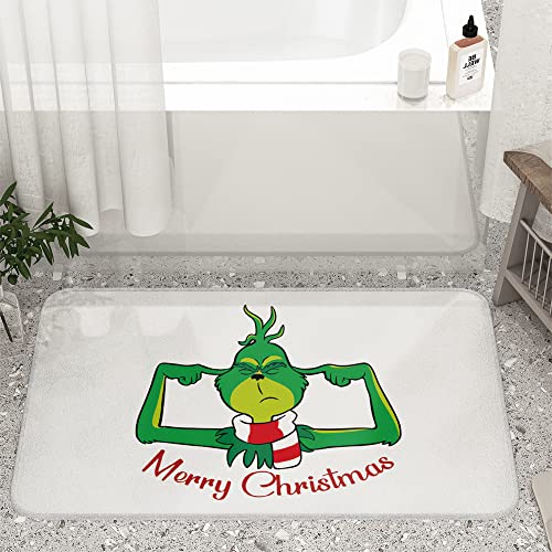 Bathroom Rug Bath Rugs Christmas Decoration Grinch Decor Non-Slip Design Bath Mat Microfiber Thick Shaggy Water Absorbent Soft Machine Washable Floor Mat Bathroom Rugs For Bathroom Shower #TOP7