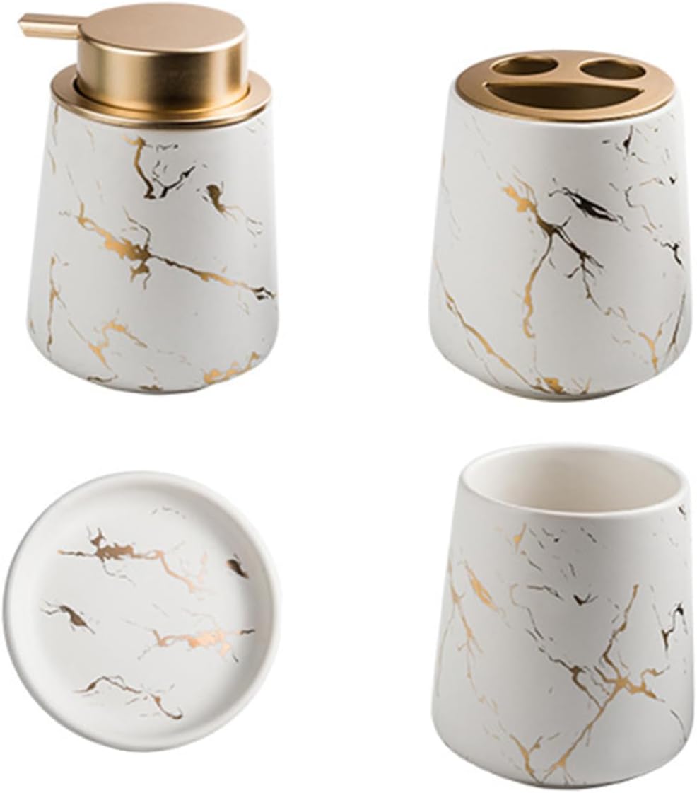 Ceramic Bathroom Accessories Set Toothbrush Holder and Washing Cup Kit for Personal Care Dark Green Toothpaste Cup and Lotion Bottle for Home and Travel