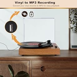 Platine Vinyle VIFLYKOO, Platine Vinyle Bluetooth avec Double Haut-Parleur stéréo, sans Fil 3 Vitesses 33/45/78 u/Min, Lecteur Vinyle supporte la Prise Casque/USB/AUX entrée/Sortie RCA - Les Beatles, Paul McCartney, John Lennon, RIngo Starr, George Harrison Platine Vinyle VIFLYKOO, Platine Vinyle Bluetooth avec Double Haut-Parleur stéréo, sans Fil 3 Vitesses 33/45/78 u/Min, Lecteur Vinyle supporte la Prise Casque/USB/AUX entrée/Sortie RCA – Image 4