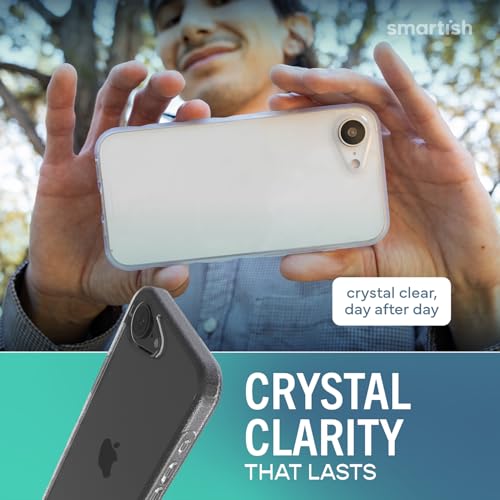 Image of Smartish iPhone 17e /16e Clear Case - Gripmunk [Lightweight + Protective] Anti-Yellowing Slim Case - Drop Tested Ultra Thin Grip Cover for Apple iPhone 17e /16e - Clearly Clear