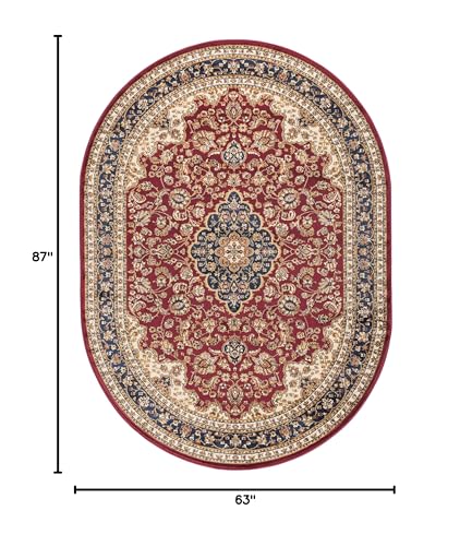 Alfombra ovalada roja 5'3" x 7'3" para interiores miniatura 2