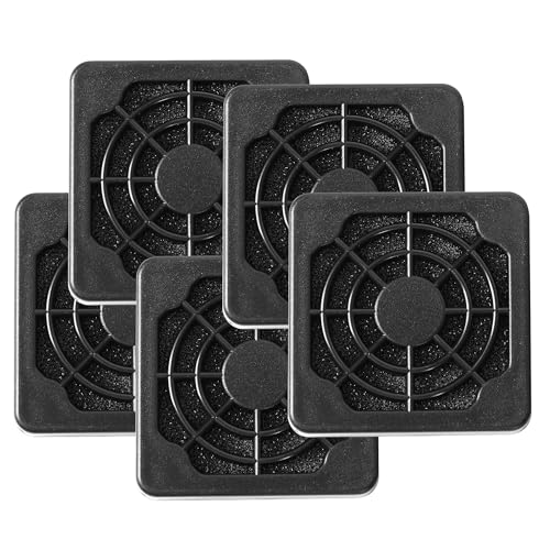 uxcell 5 Pcs 1.7 Inch PC Fan Dust Filter Dust Proof Desktop Computer Fan Filter Grills Plastic Washable Fan Shield Filter Mesh Black