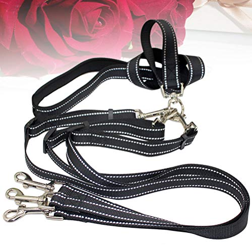 Coleira de 3 vias para cães resistente, refletiva, tripla, coleira com alça forte