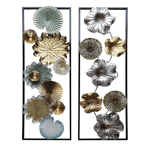 MA MAISON 1 Decorazione da Parete 3D in Metallo Fiori e Foglie da Interno 31x90h cm Disegno Verticale - Floreale, Muro, Casa, Ufficio, Soggiorno, Rilievo, Quadro - Moderno Assortito (FRESIA - 31x90h)