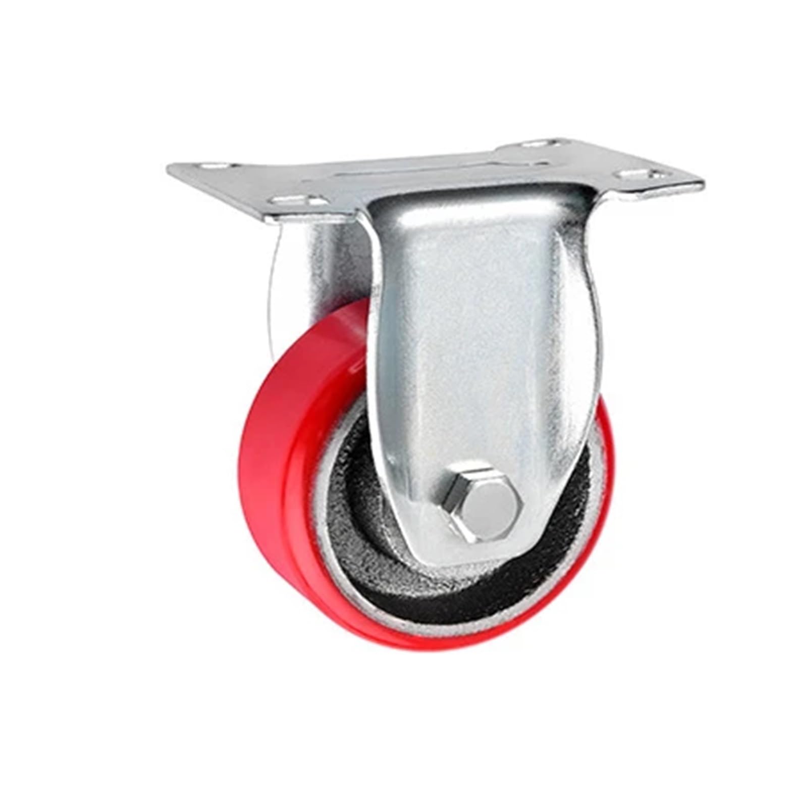 NOBIRTBSA 1 Piece 2.5 inch/3 inch/4 inch/5 inch Iron core Polyurethane Caster PU Swivel Wheel Medium Silent red(Fixed,4 Inch)