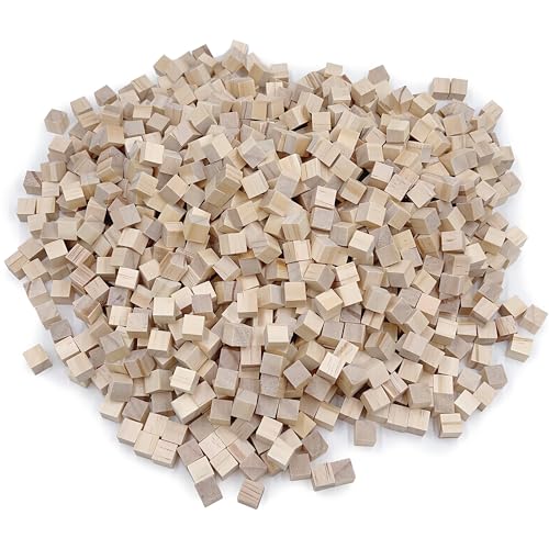 1000Pcs Wood Blocks for Crafts, Unfinished Wood Cubes, 1cm Natural Pine Small Wood Square Blocks, Wooden Cubes for Arts and Crafts and DIY Projects 