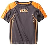 STX Boys' Athletic Performance Short Sleeve Tee Shirt, TT04-Charcoal/Orange, 8