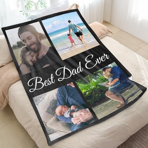 Image of inkArts Custom Blanket with Photo, Personalized Blanket, Customized Photo Blankets, Customizable Blankets, Personalized Fathers Day Blanket Gifts for Dad Baby Kid Family Pet