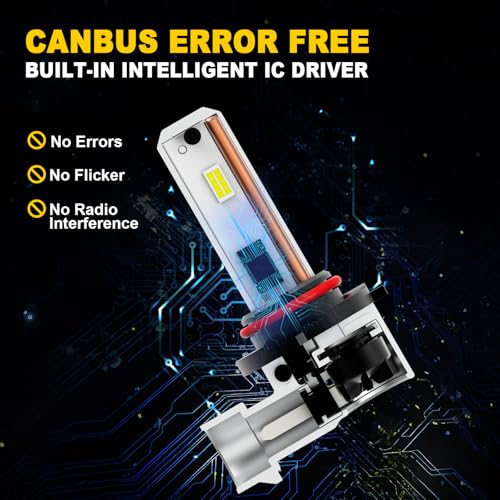 Image of AHOBXD 9005 LED Bulb, 6500K White with Fan Cooling Upgraded Super Bright 900% 60000LM Brightness Real 1:1 Halogen Size 80000Hours Lifespan 9005 /HB3 Car Fog Lights Pack of 2