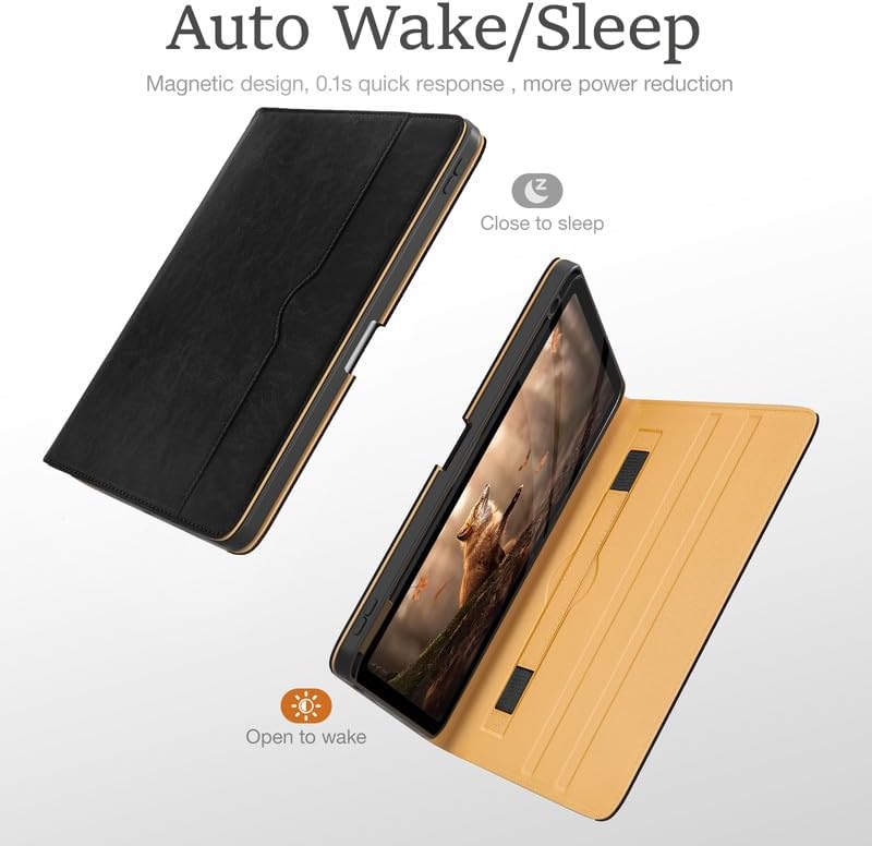 Leather Cases for IPad Pro 12.9 Case 6th/5th/4th/3rd Generation - Protective Multi-Angle Folio with Pencil Holder & Pocket - Auto Wake/Sleep, Premium PU Leather Cover - Black - Image 6