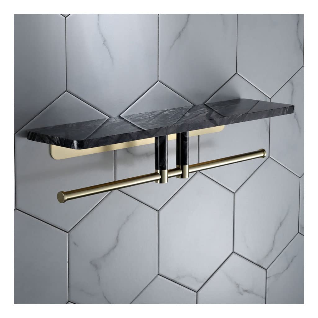 Porte-serviettes en laiton et marbre noir 50cm pour accessoires de salle de bain