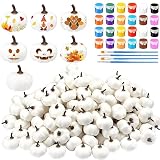 Thyle Thanksgiving Mini DIY Pumpkin Fall Decorations White Fake Foam Pumpkins for DIY Crafts Artificial Boo Faux Rustic Halloween Autumn Table Centerpiece Bowl Fillers(200 Pcs)