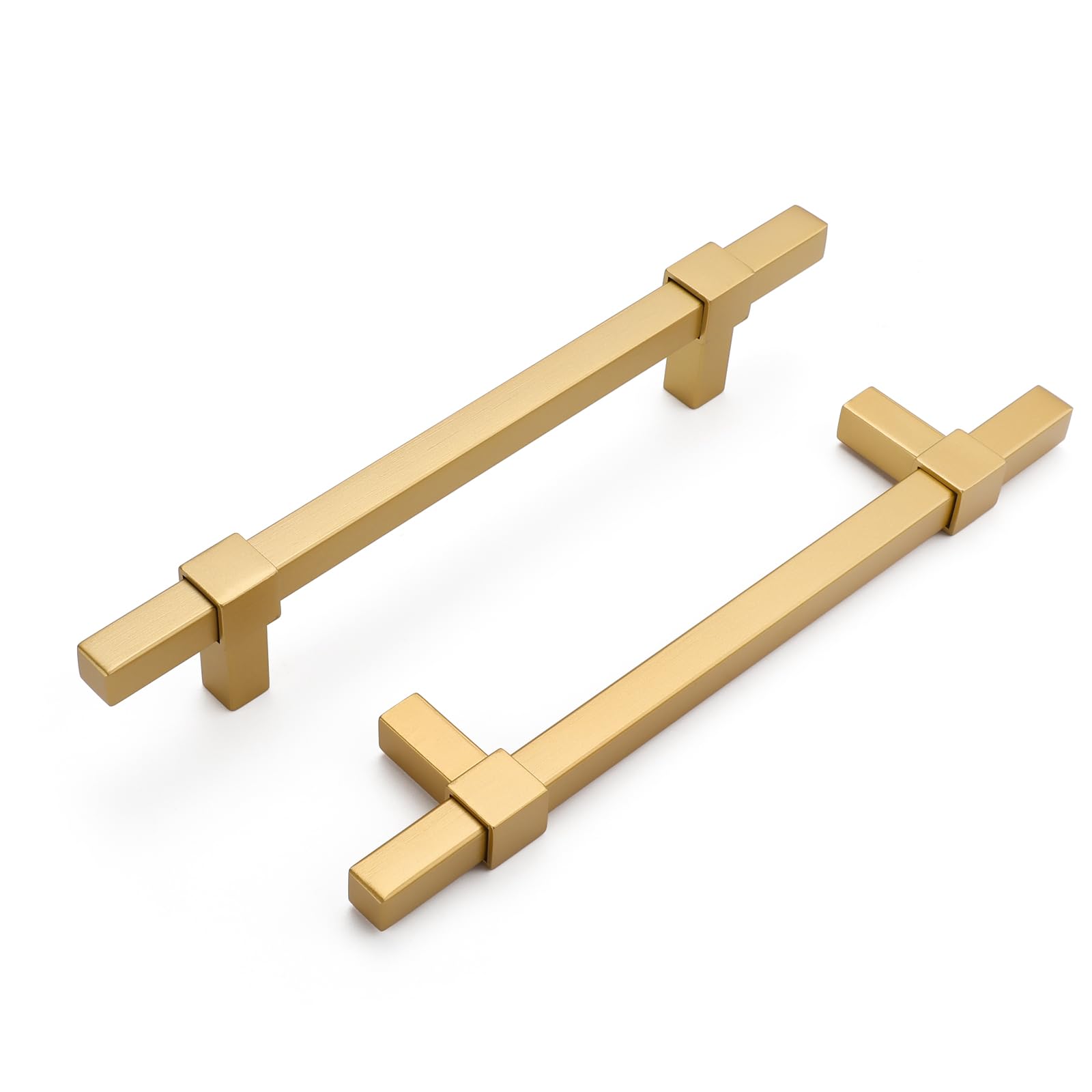 Haliwu 10 Pack Gold Pulls, Brushed Brass Pulls Square