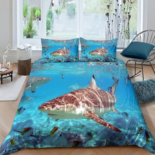Linge de lit requin microfibre 3D parure de couette haute définition 140x200