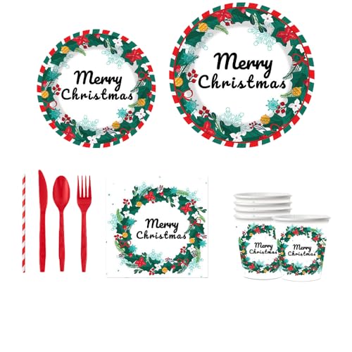 【2025年クリスマスグッズ】クリスマス パーティー食器セット 使い捨て プレート 紙皿 セット 10人分 90点セット クリスマス食器 ホリデー ホームパーティー ウェディング ピクニック用つ(クリスマス文字)
