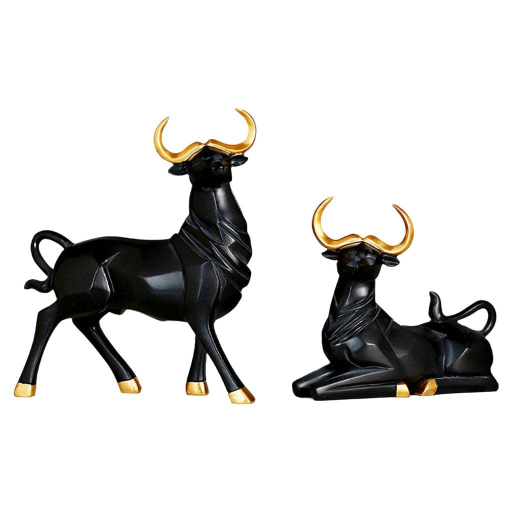 Statue Taureau Résine Feng Shui : Idée Cadeau Idéale pour Décoration Bureau et Maison